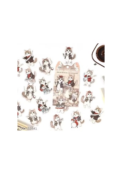 Sevimli Kedi Temalı Dekoratif Sticker Seti - Ajanda, Planner Ve Defter Çıkartması 20 Parça Çok Renkli