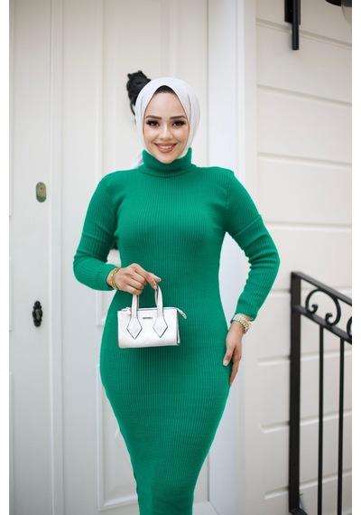 Hira Life Fashion Kadın Elbise Tesettür Giyim Balıkçı Yaka Ve Dar Kesim Triko Kalem Elbise Yeşil Yeşil Hira Life Fashion Kadın Elbise Tesettür Giyim Balıkçı Yaka Ve Dar Kesim Triko Kalem Elbise Yeşil Yeşil