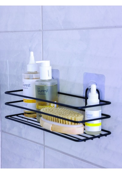 Siyah Yapışkanlı Banyo Düzenleyici Şampuanlık Banyo Rafı Duş Rafı Organizer Siyah Diğer
