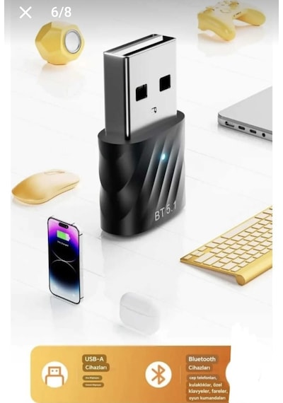 Toocki Bluetooth Adaptör 5.1 Hızlı Usb Bluetooth Adaptör 5.1 Yeni Nesil Bluetooth Adaptör