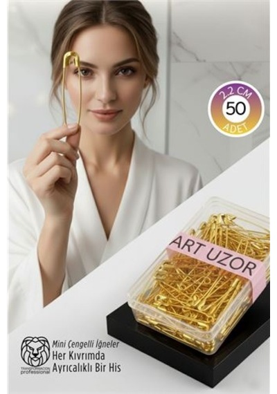 Zenvac Gold Mini Çengelli İğne Seti 50 Adet - 2.2 Cm Paslanmaz Metal Tasarım, Hobi Ve Terzi Aksesuarı Zenvac29