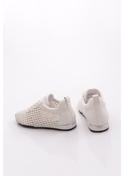 Dgn B0030 Kadin Delikli Casual Ayakkabi Beyaz