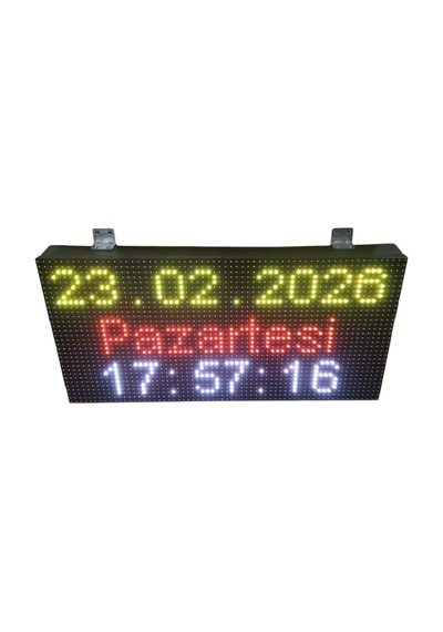 32x64cm P10 Rgb Led Saat Tarih Göstergesi