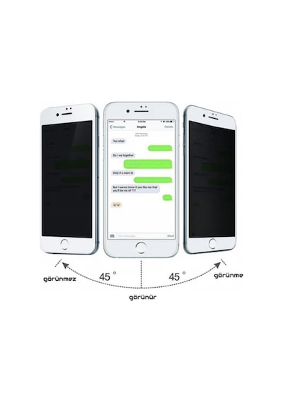 Apple Uyumlu   iPhone 7 Beyaz Privacy Kavisli Hayalet Gizlilik Filitreli Full Ekran Koruyucu