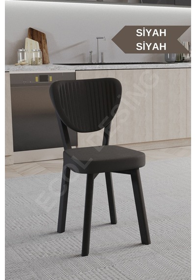 Faymend 2 Adet Elma Model Mutfak Sandalyesi Salon Sandalyesi Yemek Sandalyesi Cafe Restaurant Sandalyesi Siyah2