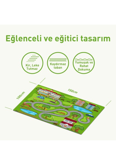Carpdress Desenli Kaydırmaz Oyun Halısı 100 X 150 Cm S Desen