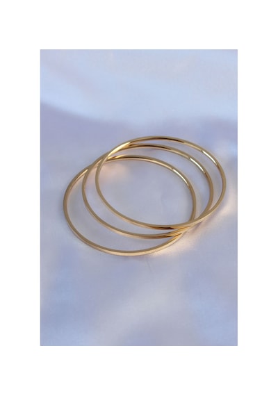 316l Çelik Gold Renk 3'lü Ajda Model Kadın 60 Mm Bilezik