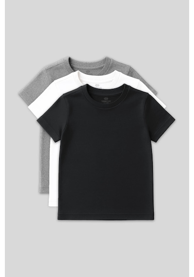 Standart Fit Basic O Yaka 3lü Paket Gri Melanj-antrasit-beyaz Unisex Çocuk T-shirt - 11328 Beyaz - Gri