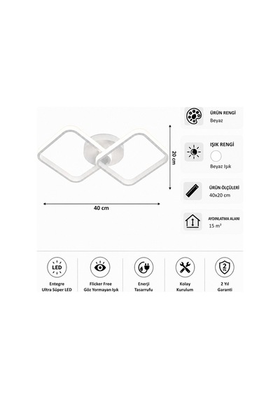 AvizeGO Tilya Led Plafonyer Avize Beyaz Işık