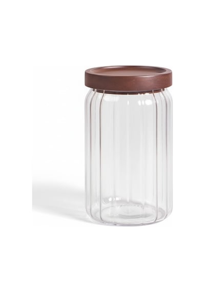 Tr Akasya Kapaklı Çizgili Cam Kavanoz 750 Ml Hava Geçirmez, Modern Fitilli Tasarım Gıda Saklama Kabı Bakliya Diğer