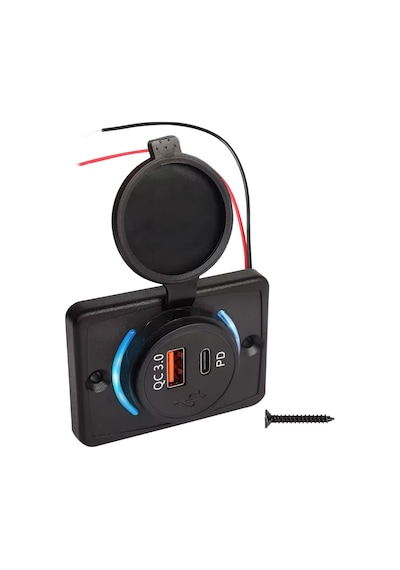 Goboenergy Bspu 48w Çift Portlu Hızlı Araç Şarj Soketi - 30w Pd Type-c & 18w Qc 3.0 Usb - 12v/24v Tekne Karavan Otomobil Uyumlu