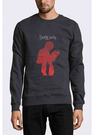 Death Note Baskılı Füme Antrasit Erkek Sweatshirt (529020856)