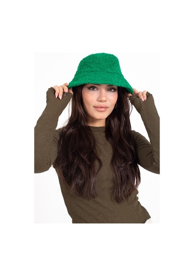 Ladycolor Şapka Kıvırcık Peluş Kumaş Yeşil Yeşil