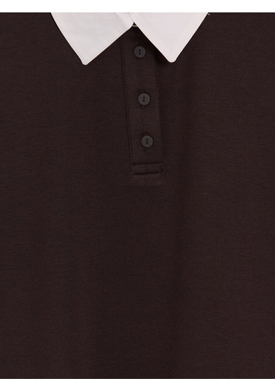 Lcw Everyday Kahverengi Polo Yaka Kadın Tişört