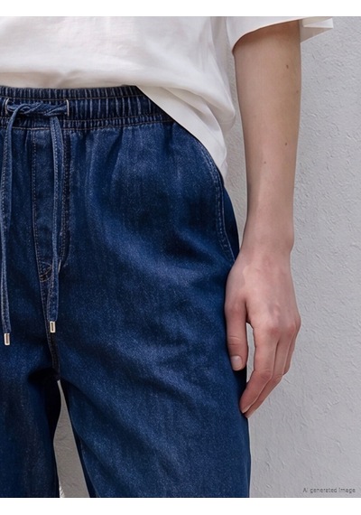 Lcwaıkıkı Curve Lacivert Beli Lastikli Straight Fit Kadın Jean Pantolon