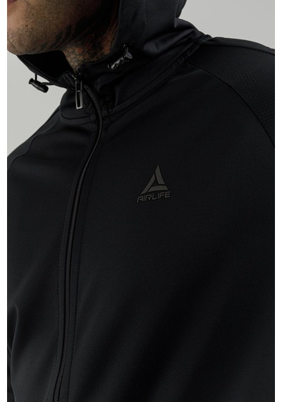 Airlife Power 22 Cr Line Tam Boy Fermuarlı Erkek Kapüşonlu Sweatshirt Siyah
