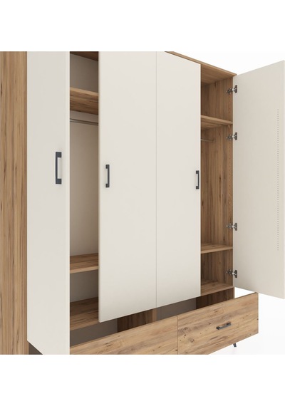 Hyperion Gardrop 6 Raflı 2 Çekmeceli 2 Askılı 176x44x221 Çam-aytaşı/çam Aytaşı/çam