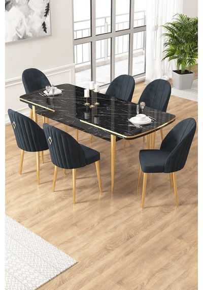 Canisa Edaf Serisi 80x132 Açılabilir Siyah Mermer Desen Mutfak Masa Takımı 6 Antrasit Sandalye Gold Detay Masa Siyah Mermer Sandalye Antrasit Gold Ayak Canisa Edaf Serisi 80x132 Açılabilir Siyah Mermer Desen Mutfak Masa Takımı 6 Antrasit Sandalye Gold Detay Masa Siyah Mermer Sandalye Antrasit Gold Ayak