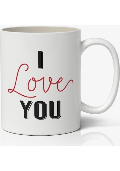 I Love You Tasarımlı Kupa Bardak Baskılı Kahve Kupa Bardak Mod 1