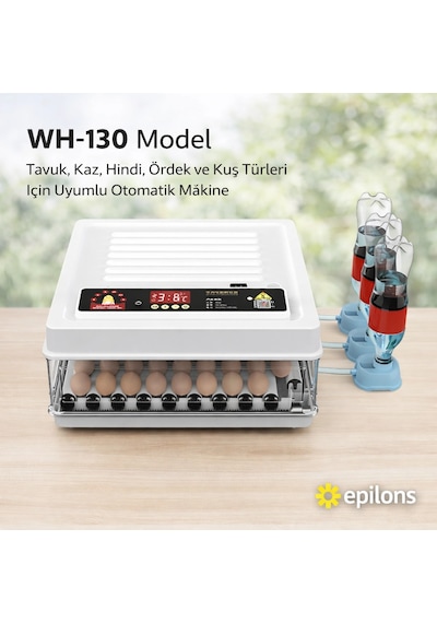Wh-130 Kuluçka Makinesi -tavuk Kaz Hindi Ördek Ve Kuş Türleri Uyumlu Yedek Motor Hediyeli Lisinya