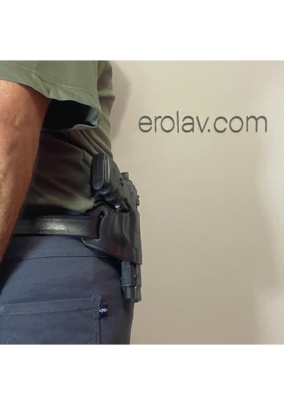 Erolav Kilitsiz Kelebek Universal 9mm Uyumlu Dış Taşıma Deri Kılıf Siyah
