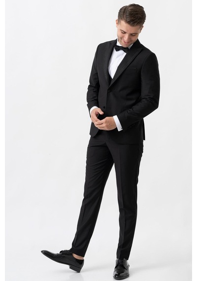 White Stone Trento D111 Slim Fit 6 Drop Damatlık Siyah - 44 Siyah