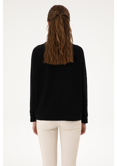 U.S. Polo Assn. Kadın Siyah Regular Bisiklet Yaka Basic Sweatshırt 50313610-VR046