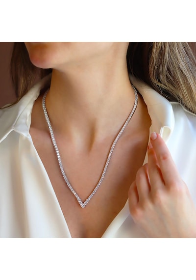 V Su Yolu 3mm Gümüş Kolye Gümüş