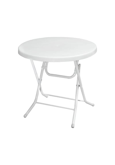 Omnipazar Mt-gfm205 Rose Plastik Yuvarlak Katlanır Bahçe Balkon Masa Ø75 Cm Beyaz Beyaz