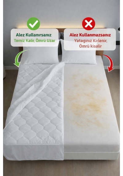 Micro Fitted Su Ve Sıvı Geçirmez Yatak Koruyucu Alez Çarşaf Full Kenar Lastikli Tek Çift Kişilik Beyaz