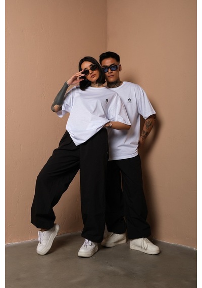 Technomonkey Unisex Beyaz Oversize Chill Vibes Baskılı Techno Tişört