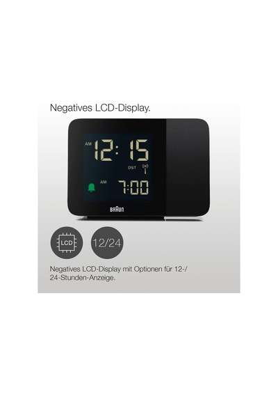 Dijital Kablosuz Projeksiyonlu Çalar Saat, Orta Avrupa Saat Dilimi Dcf İçin, Negatif Lcd Ekranlı, Hızlı Ayar Ve Alarm Bip Sesi, Siyah Renkte, Model Bc15b-dcf. Çok Renkli