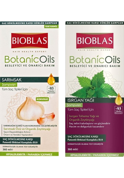 Bioblas Botanic Oils Sarımsak Özlü Ve Isırgan Yağlı 360 Ml Şampuan Tüm Saçlar X 2 Li Karma Paket Tüm Saç Tipleri Bioblas Botanic Oils Sarımsak Özlü Ve Isırgan Yağlı 360 Ml Şampuan Tüm Saçlar X 2 Li Karma Paket Tüm Saç Tipleri