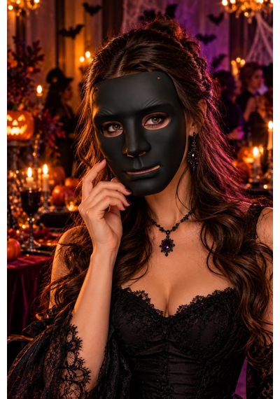 Halloween Siyah Anonim Erkek Yüz Maskesi Boyanabilir Cadılar Bayramı Partisi Ve Kostüm Aksesuarı
