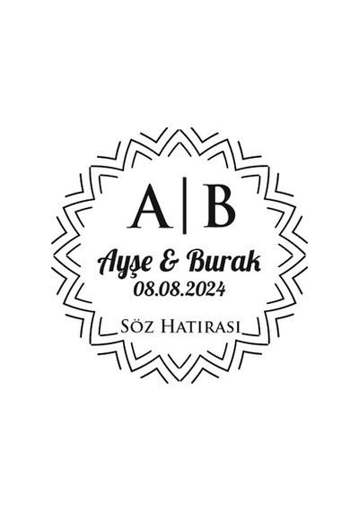 Güneş Işını Desenli Yuvarlak Mühür Kına Nişan Düğün 3x3 Cm Özel Etiket / 50 Adet Sticker Beyaz