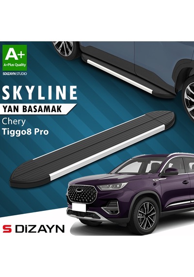 S-dizayn Chery Tiggo8 Pro Skyline Aluminyum Yan Basamak 183 Cm 2022 Üzeri A+ Kalite