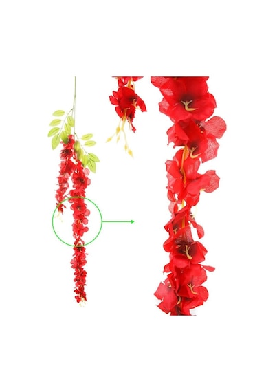 Sarkan Yapay Çiçek Akasya Kırmızı 80 Cm 3 Sarkan Dallı 12 Adet Ba