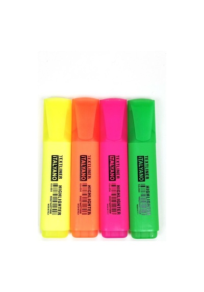 4'lü Neon Renk İtalyano Fosforlu Kalem Ergonomik Tasarım Kolay Kullanım Fosforlu İşaret Kalemi 124-Pembe