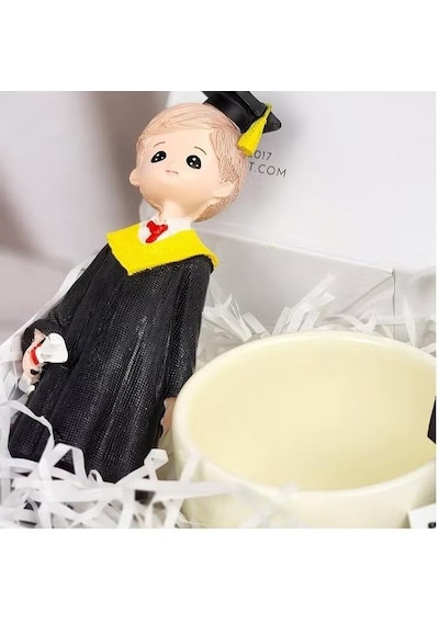 Lüks Polyester Mezun Öğrenci Biblo 2 Li Set 20 Cm Dekoratif Reçine Heykel Yeni Mezun & Okul Hediyesi