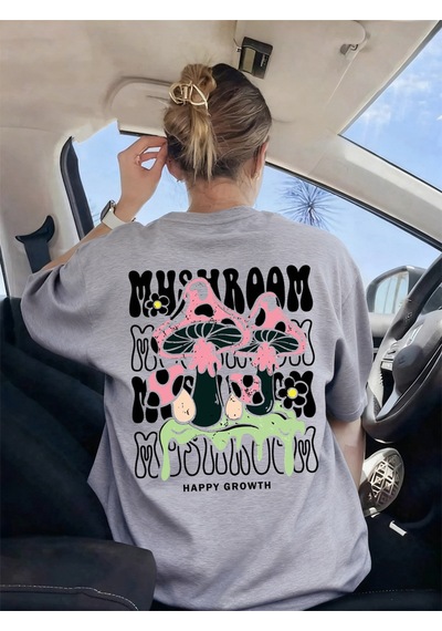 Noıssey Urban Pop Graphic Kadın Tişört Koleksiyonukod 5543 Gri