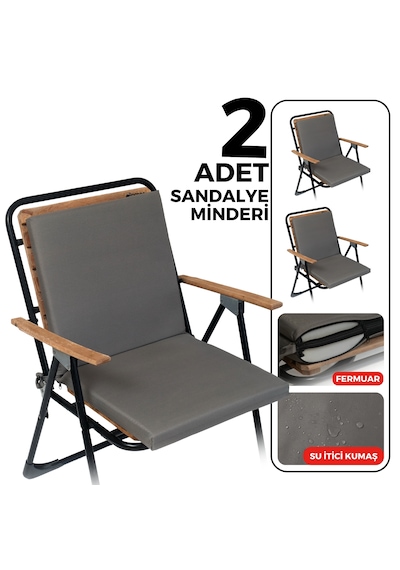 Xpermate 2'li Arkalıklı Sandalye Minderi Fermuarlı 40x40 Antrasit