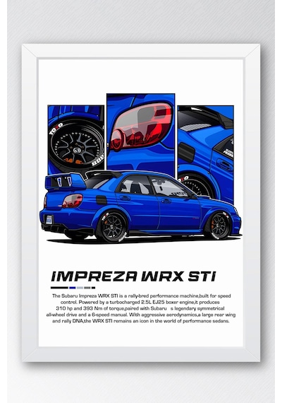 Impreza Wrx Stı Çerçeveli Tablo - Subaru Car Poster