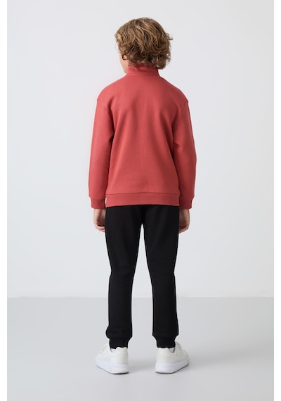 TOMMYLIFE Kiremit-siyah Pamuklu Kalın İçi Tüylü Standart Fit Nakışlı Erkek Çocuk Eşofman Takım - 11256 TOMMYLIFE Kiremit-siyah Pamuklu Kalın İçi Tüylü Standart Fit Nakışlı Erkek Çocuk Eşofman Takım - 11256