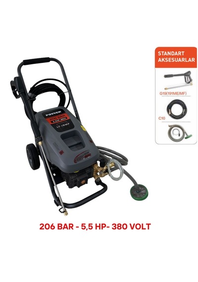 Povver PLT191-MF 206 Bar 4000W Endüstriyel Yüksek Basınçlı Yıkama Makinesi - 0603976902