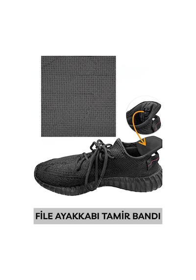 Beylini 1 Adet Ayakkabı Tamir File Kendinden Yapışkanlı Onarım Bandı Kare Delik Onarım Yaması Spor Ayakkabı Siyah