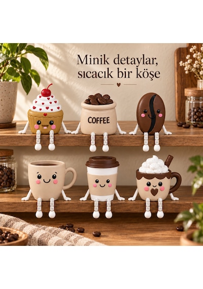 Kahve Köşesi Süsü Sallanan Bacaklı Mini Figür Dekoratif Raf Ve Masa Süsü 4 Cm Dekoratif Objeler