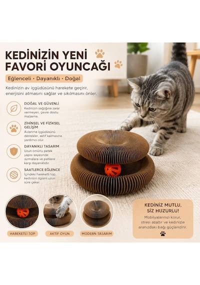 Akordiyon Karton Kedi Oyuncağı, Toplu Ve Kedi Otu Hediyeli