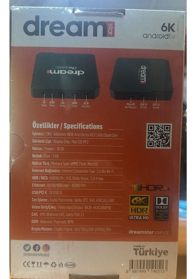 Dreamstar İ1 Pro Androıd Box 2gbram 16gb Hafıza Wifi 6k