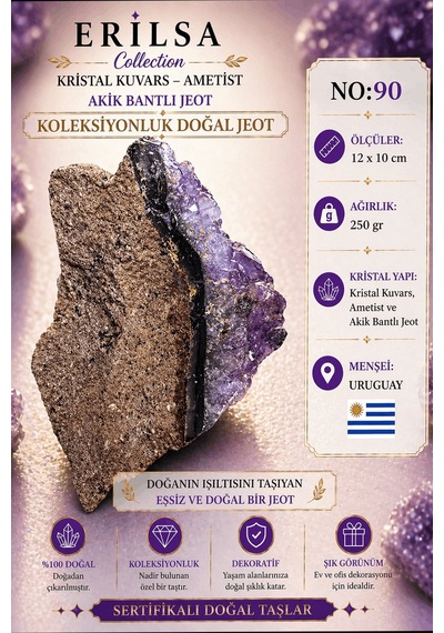 Sertifikalı Kristal Kuvars Ametist Akik Bantlı Jeot Doğal Taş Kol 70388190