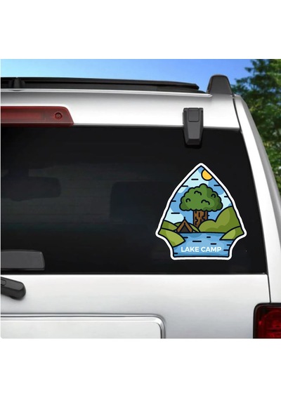 Doğa Göl Kamp Sticker - Araba Oto Motosiklet Karavan Cam Sticker - 00293 60X56 Cm